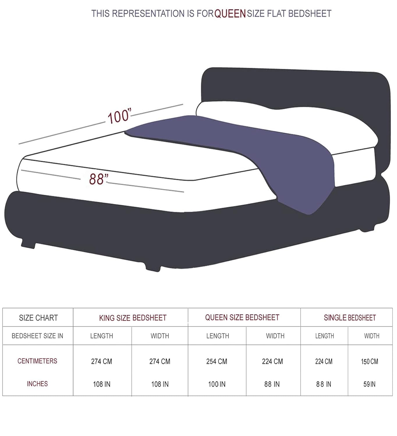 Living Leisure 200 Thread Count Cotton Satin Flat Bedsheet Set for Double Bed with 2 Pillowcases, Queen, Blue