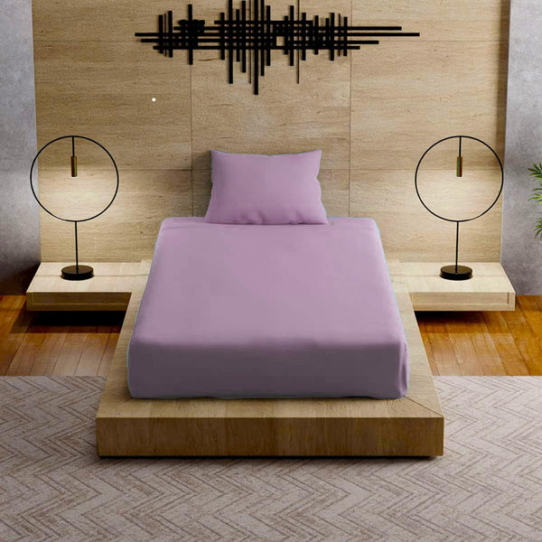 LIVING LEISURES 200 Thread Count Cotton Satin Flat 1 Bedsheet Set with 1 Pillowcase, Pink, Twin